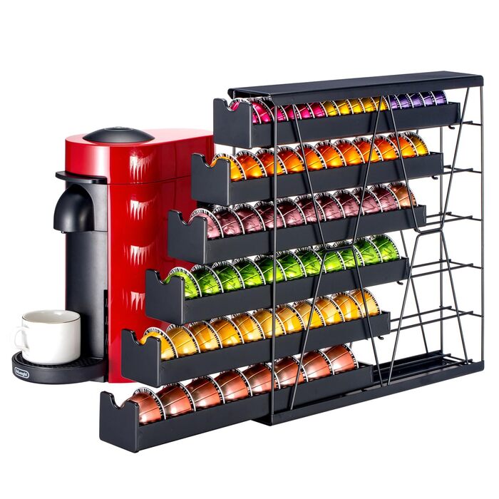 Органайзер для капсул Nespresso та Vertuo, металевий, чорний – на 30+ капсул, 3 яруси