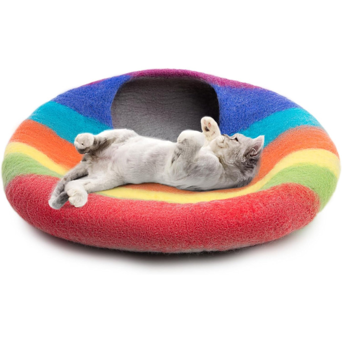 Вулик для кота Woolygon Rainbow Twist M - будиночок з мериносової вовни, ручної роботи