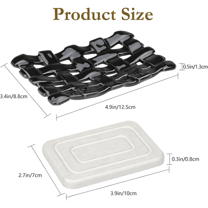 Підставка для мила Shinowa з подвійним шаром та знімним контейнером для води. Мильниця самостійно спорожняється, підходить для ванної кімнати, кухні, душу, ванни, раковини, робочої поверхні. Матеріал: мармур, білий (текстурований).