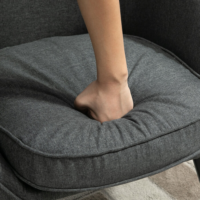 HOMCOM Lounge Chair Cocktail Chair Upholstered Chair Office Chair Living Room Chair Dining Room Modern with Linen-Look Wood Grey 71 x 65 x 75 cm | Aosom
