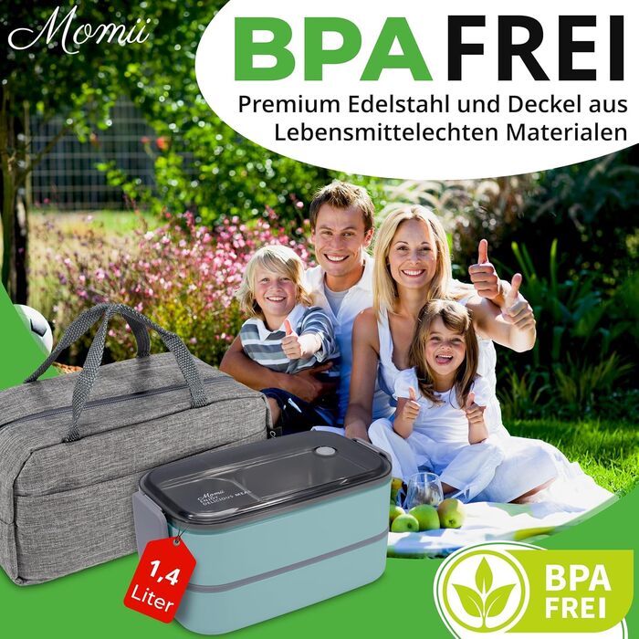 Преміум ланчбокс для дорослих та дітей: сталевий контейнер для їжі з відділеннями, ідеальний для школи, садка та пікніків (Світло-блакитний)