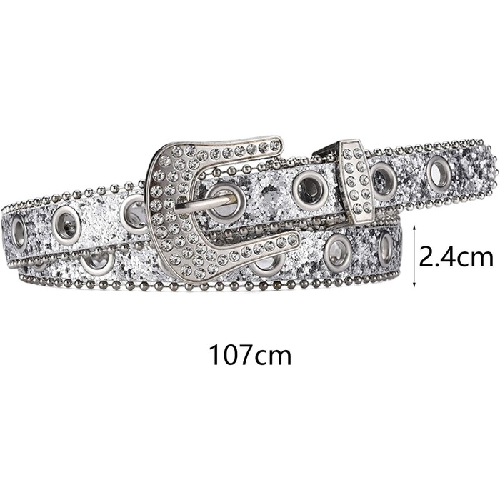 Жіночий пояс Fenteer з стразами, джинсовий, з пряжками, шкіряний, ширина 3,5 см (білий, 2,4 см)