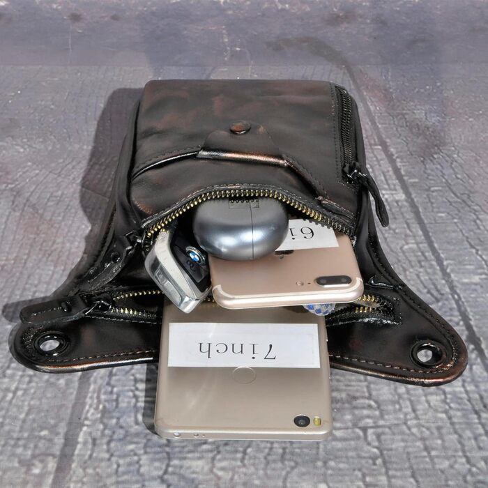 Чоловіча сумка з натуральної шкіри на ногу Le'aokuu - поясна/стегнова/туристична/похідна, для подорожей та активного відпочинку