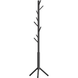 YMYNY Clothes Rack, For Clothes, Jackets, Hat, Wardrobe in Tree Shape, Clothes Rail With 8 Hooks, Bedroom, Hallway, Natural Colors HCR001N (Black)
