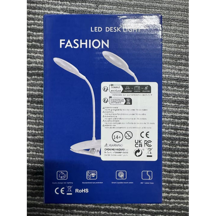LED-лампа для читання HyAdierTech з гнучким шийкою, USB-зарядка, 40 світлодіодів, 3 кольори, 3 рівні яскравості, захист очей, настільна лампа
