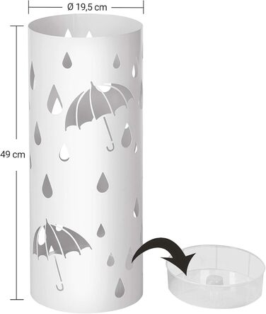 SONGMICS White Umbrella Stand - 49 x 19.5 cm - Durable & Stylish