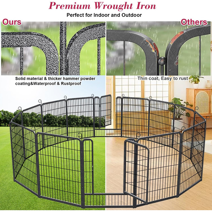 Металевий вольєр для собак, загон для собак на вулицю, вольєр для цуценят, міцний, для внутрішнього та зовнішнього використання, 38 панелей, 81,3 x 101,6 см
