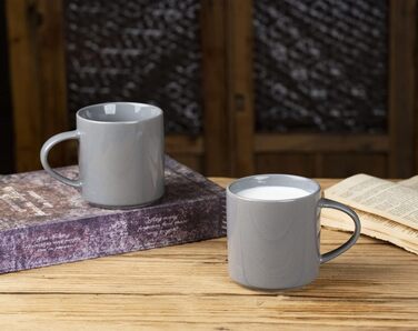 Набір посуду Nebula для 6 осіб, 18-ти частинний: тарілки та миски, керамічний набір, таріль/сервіз, підходить для мікрохвильової печі та посудомийної машини, колір кориця (темно-сірий), 6 чашок (355мл)