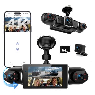 Автомобільний відеореєстратор 360° 4K UHD + 1080p, 4-канальна камера (передня, задня та бічні), FHD Dashcam для авто