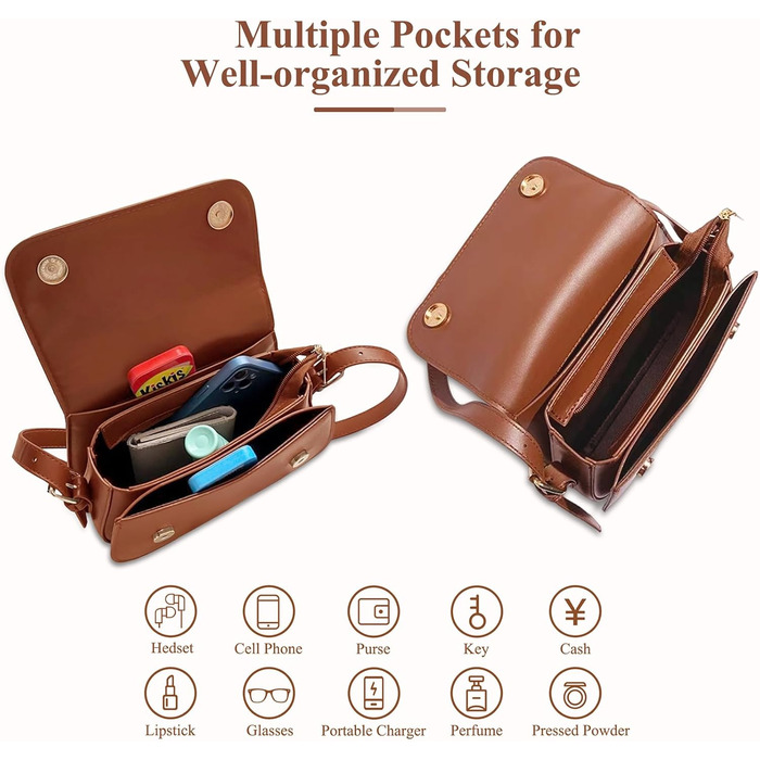 Сумка жіноча через плече з PU шкіри, маленька сумка-шопер для повсякденного використання, роботи та відпочинку (Коричнева)