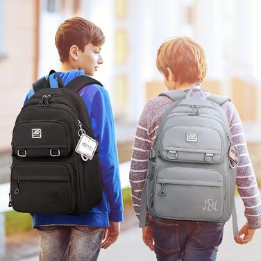 Шкільний рюкзак JANSBEN: водонепроникний, для підлітків, чорний (30L)