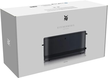WMF Kitchen Mini Long Slot Toaster, 2 Slices with Roll Attachment, Slim Toaster, XXL, Bagel Function, 7 Browning Levels, 900W, Stainless Steel Matte, Black