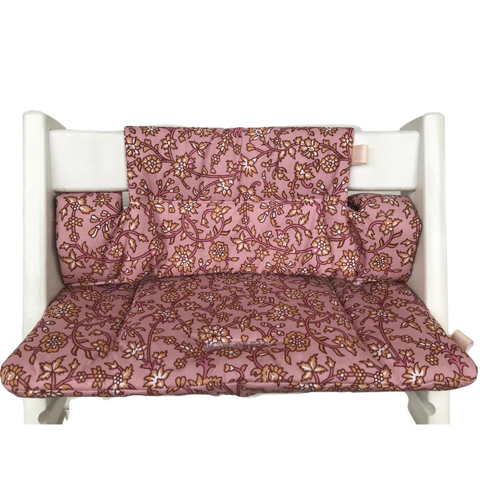 Дитяча подушка LUCCA для стільця Stokke Tripp Trapp, ламінована, легка чистка, джунглі бірюза, жовто-рожеві квіти