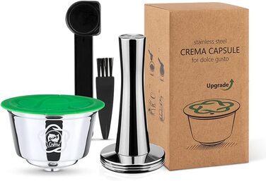 Багаторазові капсули для кави Dolce Gusto з нержавіючої сталі + темпер, ложка, щітка, для кавомашини, екологічні