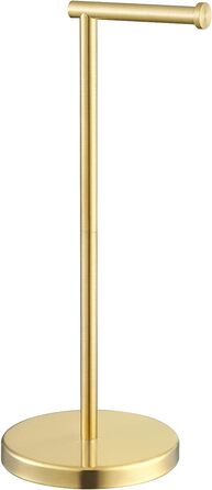 Stainless Steel Freestanding Toilet Paper Holder with Weighted Base - Brushed Gold Finish (51.3cm)