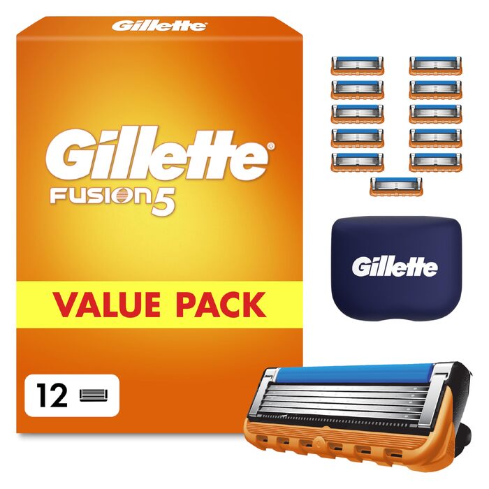 Смінні касети для бритви Gillette Fusion 5 для чоловіків, 28 шт, помаранчеві (12 лез + захисні ковпачки)