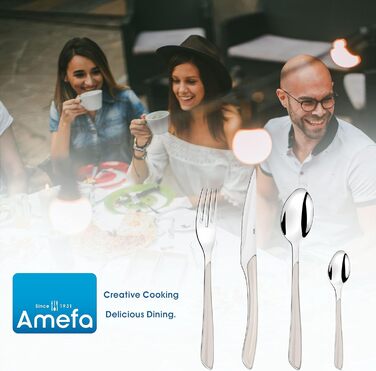 Amefa ECLAT Cutlery Set White Dinner Cutlery 24-Piece for 6 People Stainless Steel Rust-Proof High-Quality Plastic Handle Shells Dishwasher Safe Cutlery Set 6 People Camping Cutlery