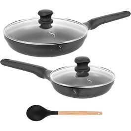 Набір сковорідок Stone&Stone 4 шт. (20, 24, 28, 32 см) з антипригарним покриттям | Для індукції, газу | Алюміній, сталь, професійні | З німецьким покриттям, без PFAS