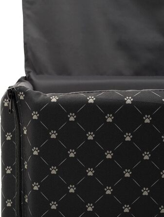 Автомобільний сидіння для собак середніх та великих порід, сірого кольору, розмір M (60x41 см) | Зручне автоліжко для собак, автосидіння на заднє сидіння або пасажирське місце | Матеріал: поліестер (імітація льону)