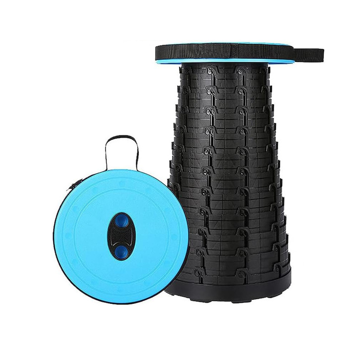 Складаний стілець JUVEL Upgraded - портативний, телескопічний, до 180 кг, регульована висота 6.5-45 см, легкий, для дому та відпочинку на природі (Блакитний)