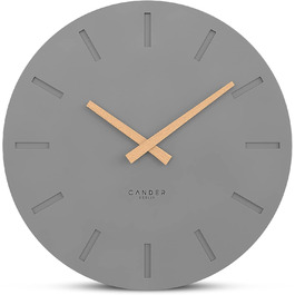 Cander Berlin MNU 2530 G Wall Clock MDF Silent, No Ticking Sound, 30 cm Analog, Living Room, Modern, Vintage, Grey, Anthracite, Wooden Hands