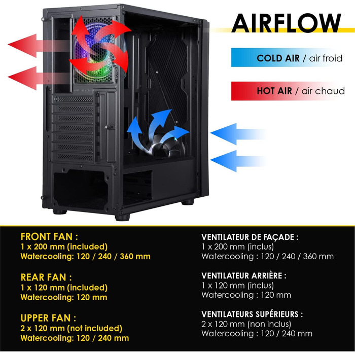 Корпус для ПК Empire Gaming Gamer Crystal – Чорний, ARGB, Mid-Tower, ATX/Micro ATX/ITX, 3D-дзеркальний ефект, RGB вентилятори