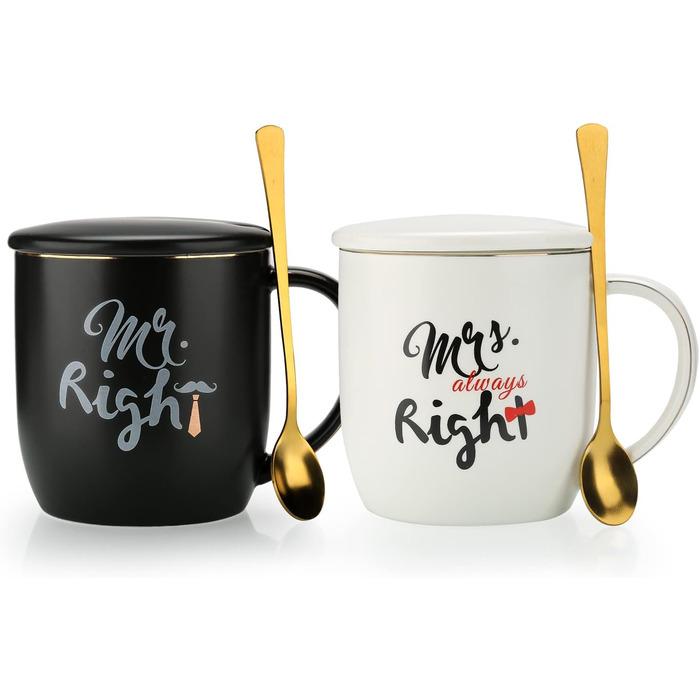 Coffee mugs with the inscription 'Mr and Mrs', wedding gift for bride and groom, bridal party, engagement gift, anniversary gift, for couples, 340 ml, ceramic-marble mugs