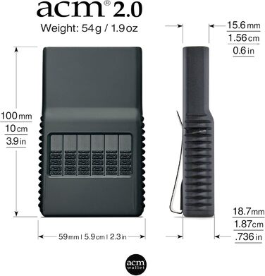 Чоловічий та жіночий гаманець ACM 2.0: органайзер з картхолдером, захист від подряпин, хром/срібло, чорний сатин