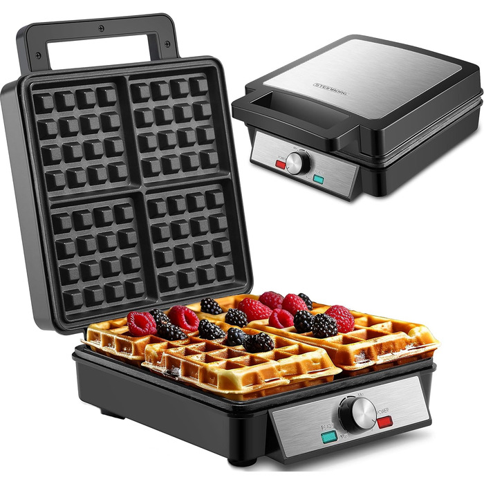 Електричний вафельниця XXL з 4 голівками, 1200 Вт | Вафельниця, Paninigrill, тостер для вафель, електрогриль | Вафельниця XXL