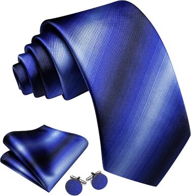 Комплект краваток Barry.Wang: краватка, кишеньковий хустинка та запонки (святковий, для весілля) - блакитний та темно-блакитний