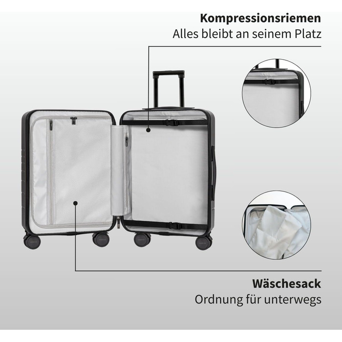 Валіза ETERNITIVE з полікарбонату та ABS: легка, з колесами 360°, з TSA-замком, для ручної поклажі (Оливковий, Чорний, Набір 2 шт. S + M)