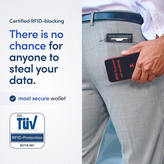 Чоловічий Slim Wallet TRAVANDO Austin з обтяжкою, RFID-захистом, чорний/помаранчевий