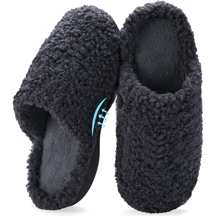 Жіночі халапи YOLIS Flauschig з підтримкою склепіння стопи, м'які та зручні, з піною Memory Foam, теплі для дому та вулиці (40/41 EU, сірий)