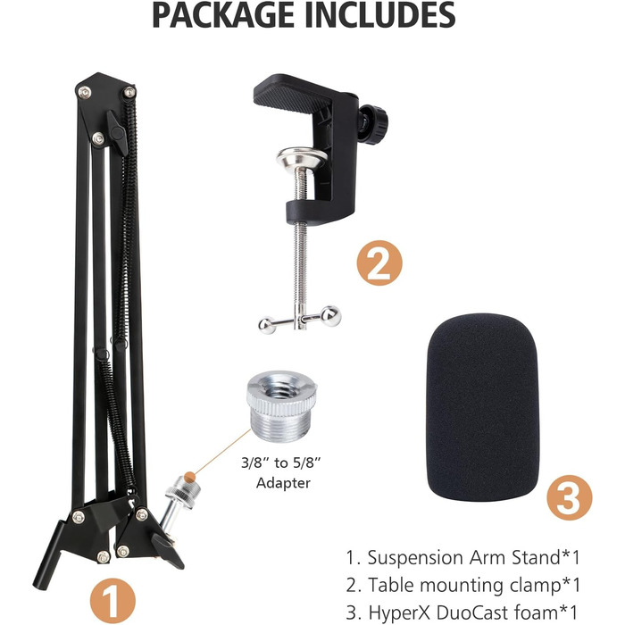Кріплення-гойдалка HyperX DuoCast - мікрофонний важіль HyperX сумісний з DuoCast, з захистом мікрофона, покращує якість звуку, для DuoCast від SUNMON HyperX