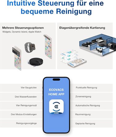 Робот-пилосос ECOVACS DEEBOT T30S PRO з функцією миття, 11000 Па, технологія ZeroTangle, миття гарячою водою 70°C, TruEdge™ для миття країв, акумулятор 6400 мАг, уникнення перешкод за допомогою AI (T30C OMNI Gen2 S)