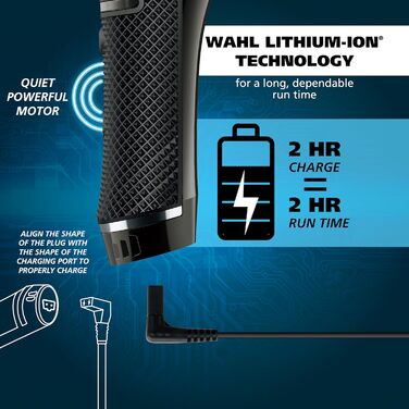 Триммер для бороди Wahl Pro Series High Visibility: акумуляторний, водонепроникний, набір для грумінгу, знімні насадки, литієво-іонний