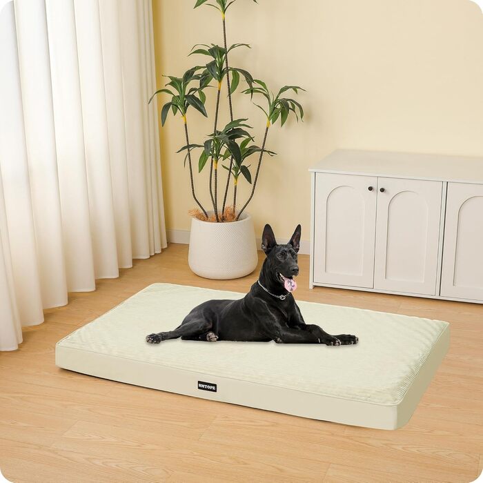 Ортопедичне ліжко для собак HMTOPE, 91 см, товщина 9 см. Зручне, знімне, водонепроникне, з антиковзким покриттям. Підходить для собак середніх порід.