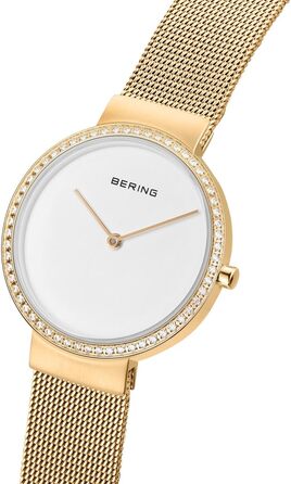 Жіночий кварцовий годинник Bering Minimalist 14531: сталевий корпус 31 мм, міланський ремінець, сапфірове скло, водозахист 5 ATM