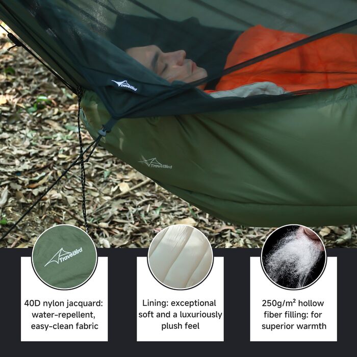 Підковдра для гамака, тепла ізоляція для кемпінгу, ультралегка 4-сезонна підкладка 77x47 см, армійський зелений
