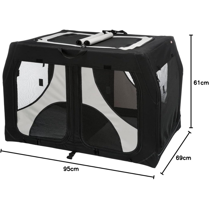 Тріксі переносна клітка для собак Vario Double, 91x60x61/57 см - комфортний дім для двох собак, безпечна та якісна переноска для тварин, 39725 L 95 x 61 x 69 см