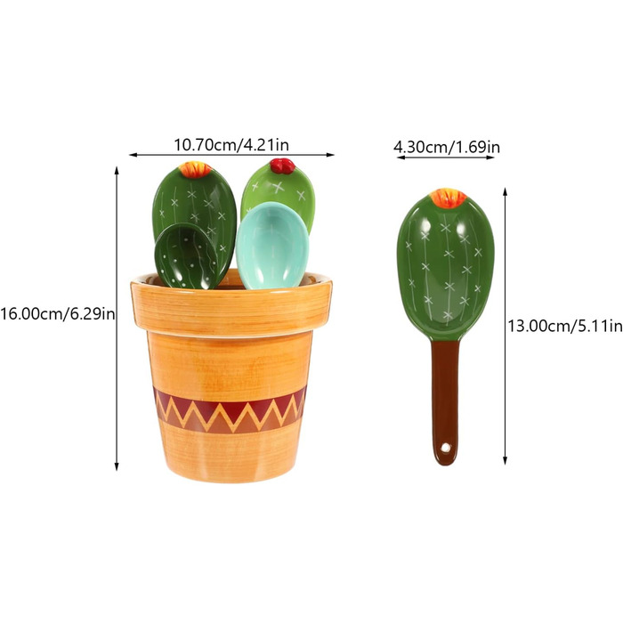 Zerodeko 1 Cactus Measuring Spoon Cactus Measuring Cacti with Holder Coffee Measuring Measuring Cup Gifts Baking Measuring Spoons For The Kitchen Salt Spoon Milk Small Tools Ceramic Coffee Powder