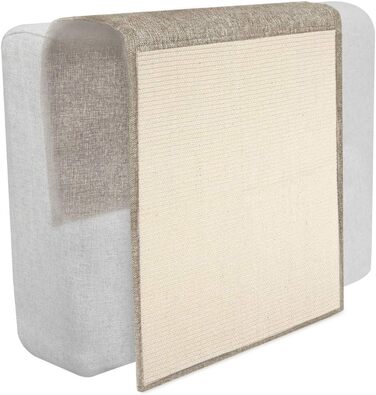Navaris Cat Scratch Mat Scratch Protection Sofa - Sisal Scratch Rug 130 x 45 cm for Cat - Couch Cat Scratch Mat - also suitable for dogs - (Light Brown - white)