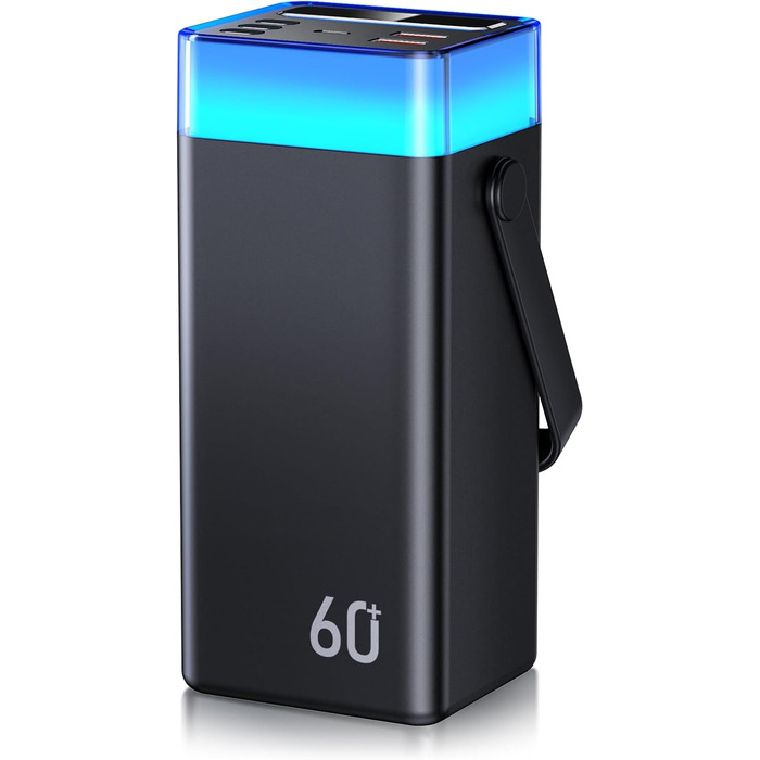 Powerbank 60000mAh 22,5W PD з USB-C, чорний: зовнішній акумулятор з 5 виходами та 2 входами, сумісний з iPhone, iPad, Samsung