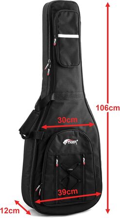 Чохол для акустичної гітари TIGER GGB42-AC 18mm з підкладкою, чорні ремені та ручка, універсальний розмір