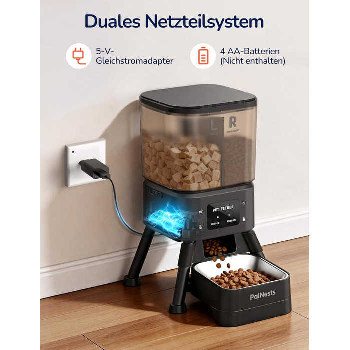 Автоматичний годівник для котів PalNests 4L з Wi-Fi, програмований таймер, сухий корм для котів/собак