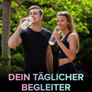 HYDROP® TEST WINNER Glass Bottle 1 Liter with Protective Sleeve - Shatterproof - Drinking Bottle Glass in 1L or 750ml, Suitable for Carbonated Drinks & Leak-Proof - Glass Water Bottle with High-Quality Gift Packaging