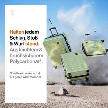 Набір валіз Travely з полікарбонату (77см, 67см, ручна поклажа) з TSA замком та плавними колесами