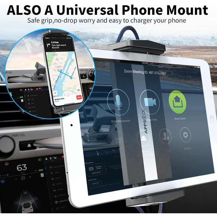 Утримувач для планшета в автомобіль APPS2Car, 360° обертання, сумісний з iPad Pro/Air/Mini та іншими планшетами 7.9-11 дюймів