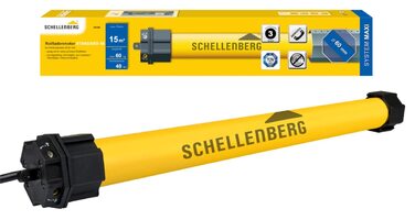 Schellenberg 20615 Roller Shutter Motor MAXI, 15 Nm, mechanical end-stop adjustment, tube motor for 60 mm shaft, up to 6.2 m² shutter area, set including wall bracket (40 Nm / max. 15 m², standard)