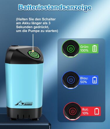WADEO Portable Camping Shower Battery with Pump and Shower Bucket, Camping Shower with Rechargeable Battery, Mobile Shower Outdoor Showers with Shower Head, for Camping Trips, Garden, Hiking, Car Washing (Blue, with 20L Container)
